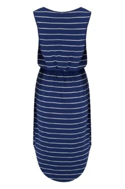 Pour Moi Jenny Fuller Bust Shirred Waist Midi Stretch Dress - Navy Stripe -PMoi Clothing Shop 221600 20200311114400