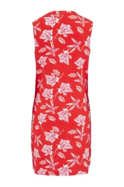 Pour Moi Linen Blend Shift Dress - Red Floral -PMoi Clothing Shop 221633 20210415153200