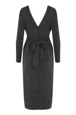 Pour Moi Silver Sparkle Tie Bodice Jersey Midi Dress - Black/Silver -PMoi Clothing Shop 225292 20220325112300