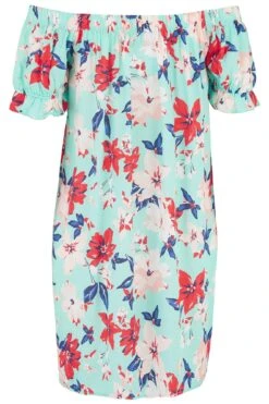 Pour Moi Textured Woven Bardot Puff Sleeve Beach Dress - Aqua Floral 13 Pour Moi Textured Woven Bardot Puff Sleeve Beach Dress - Aqua Floral -PMoi Clothing Shop 245998 20210407132800