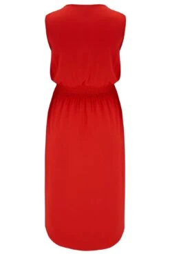 Pour Moi Jenny Fuller Bust Shirred Waist Midi Stretch Dress - Red -PMoi Clothing Shop 246655 20220504093100