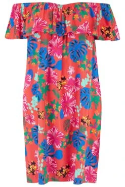 Pour Moi Woven Bardot Beach Dress - Red Floral -PMoi Clothing Shop 247708 20210408122700