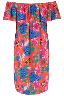 Pour Moi Woven Bardot Beach Dress - Red Floral -PMoi Clothing Shop 247709 20210408122700