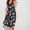 Pour Moi Woven V Neck Tiered Midi Beach Dress - Black Floral -PMoi Clothing Shop 252548 20210719112700