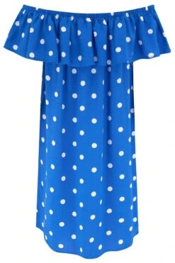 Pour Moi Textured Woven Bardot Beach Dress - Blue/White -PMoi Clothing Shop 257182 20210726100400