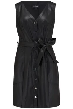 Pour Moi Elise Faux Leather Button Through Mini Dress - Black -PMoi Clothing Shop 259305 20211012155800