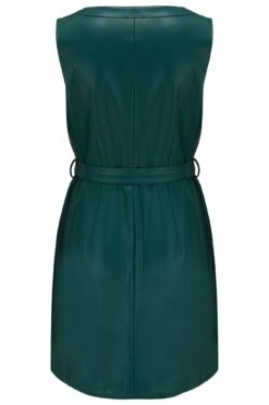 Pour Moi Elise Faux Leather Button Through Mini Dress - Forest -PMoi Clothing Shop 259318 20210813111700