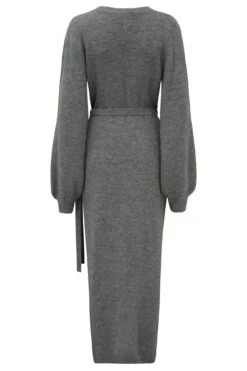 Pour Moi Elle Knit Midi Wrap Dress - Grey Marl -PMoi Clothing Shop 262806 20210930111400