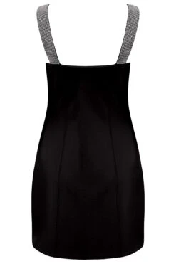 Pour Moi Julia Diamante Strap Ponte Bodycon Mini Dress - Black/Silver -PMoi Clothing Shop 262812 20220401124900
