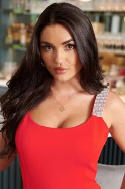 Pour Moi Julia Diamante Strap Ponte Bodycon Mini Dress - Red/Silver -PMoi Clothing Shop 262820 20220302125500