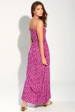 Pour Moi Strapless Shirred Bandeau Maxi Beach Dress - Violet/White -PMoi Clothing Shop 273821 20220214134000
