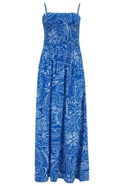 Pour Moi Strapless Shirred Bandeau Maxi Beach Dress - Cobalt Scandi -PMoi Clothing Shop 273828 20220307115100