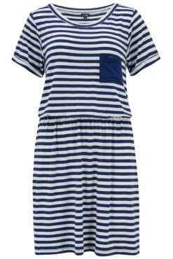 Pour Moi Jersey Pocket T-Shirt Beach Dress - Navy/White -PMoi Clothing Shop 274523 20220714135400