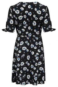 Pour Moi Bella Slinky Stretch Tie Sleeve Tea Dress - Mono Floral -PMoi Clothing Shop 275095 20220214154100