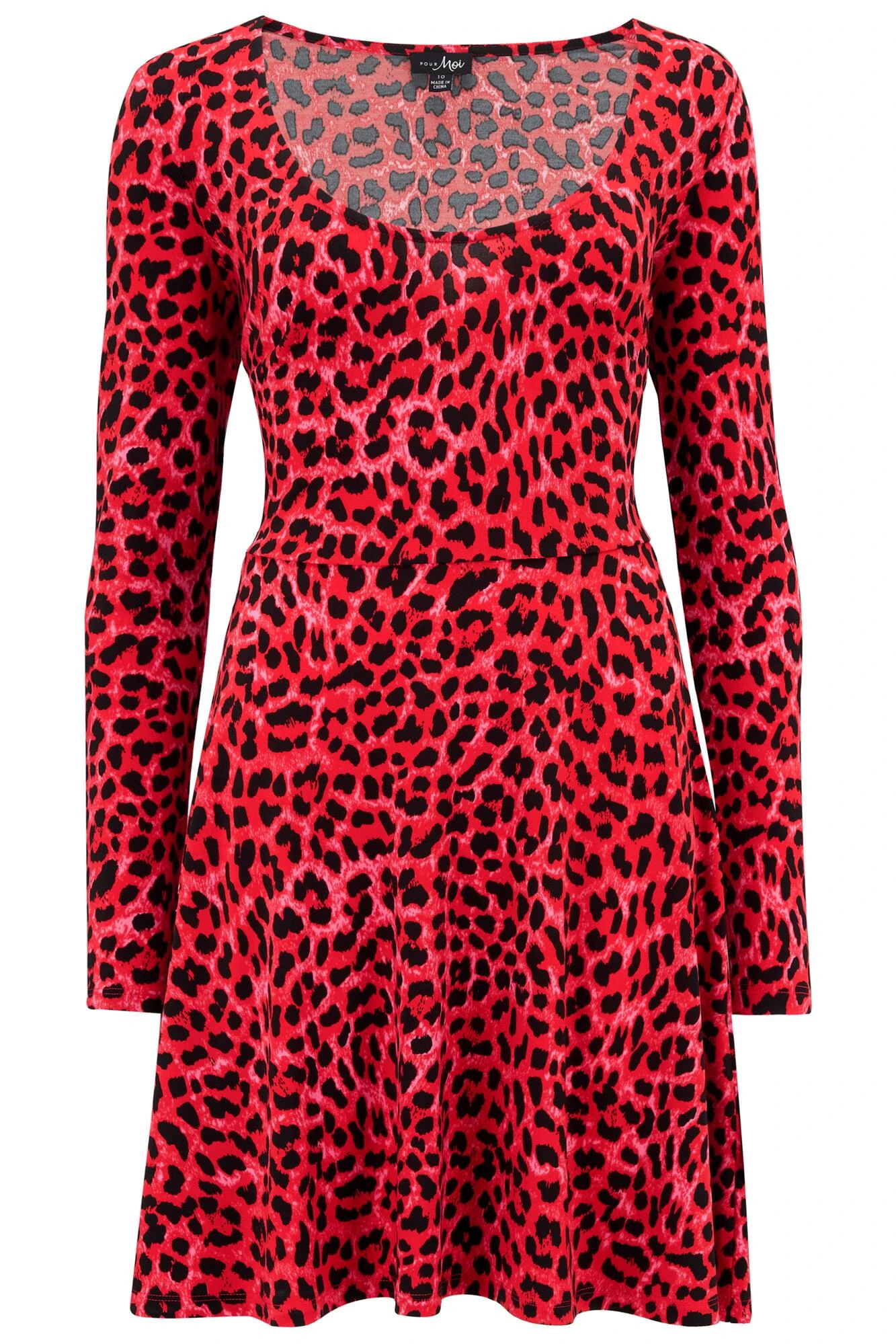 Pour Moi Bailey Slinky Stretch Jersey Skater Dress - Red Leopard 9 Pour Moi Bailey Slinky Stretch Jersey Skater Dress - Red Leopard - Image 7
