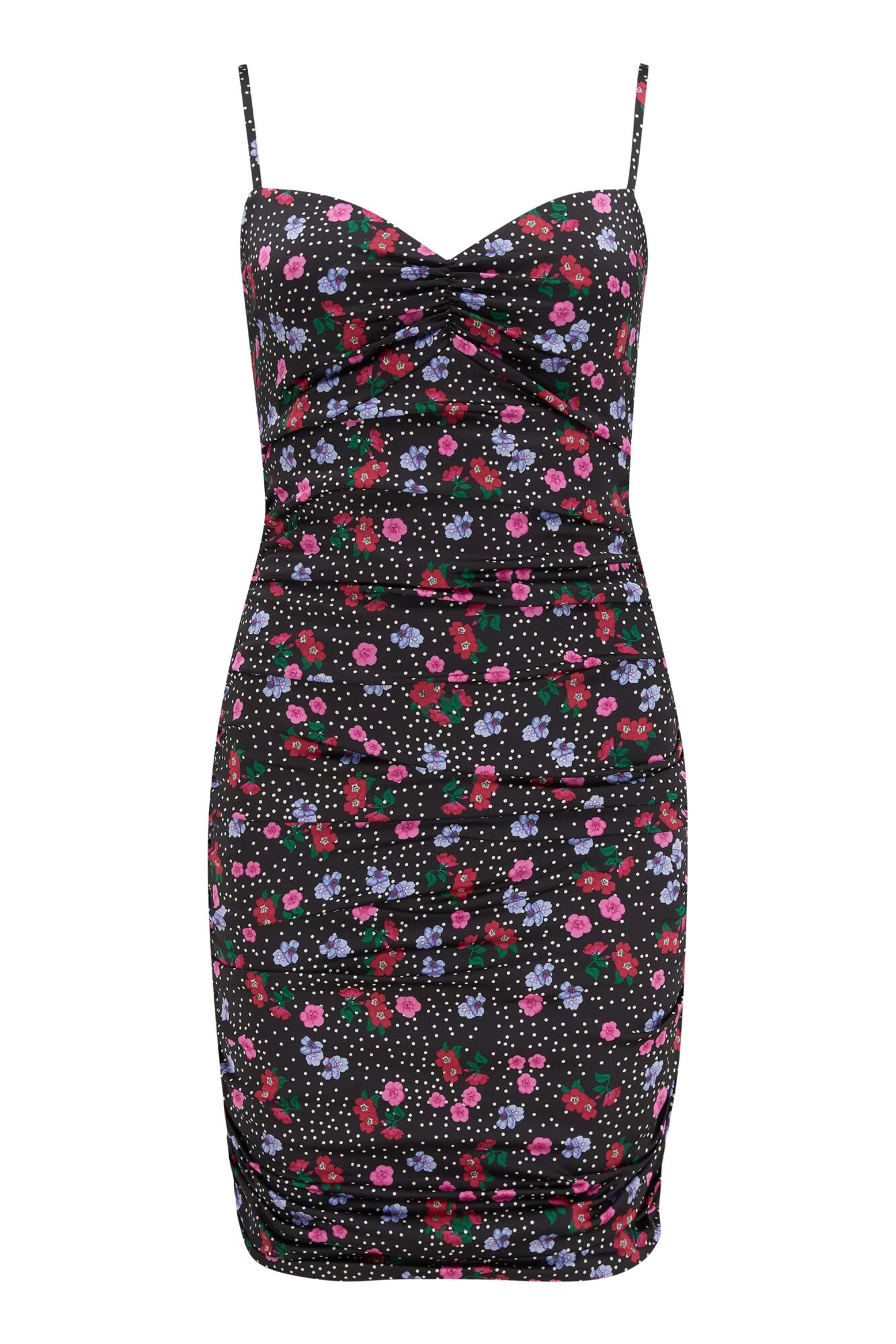 Pour Moi Elena Stretch Satin Bodycon Mini Dress - Black Ditsy 7 Pour Moi Elena Stretch Satin Bodycon Mini Dress - Black Ditsy - Image 5