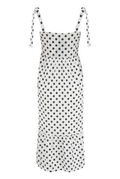 Pour Moi Laura Pique Tie Strap Tiered Midi Dress - White/Black -PMoi Clothing Shop 280512 20220429171200