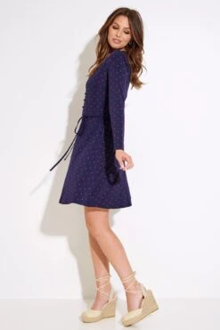 Pour Moi Bella Slinky Jersey Long Sleeve Tea Dress - Navy/Red -PMoi Clothing Shop 281288 20220331135600