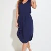 Pour Moi Jenny Fuller Bust Shirred Waist Midi Stretch Dress - Navy 2 Pour Moi Jenny Fuller Bust Shirred Waist Midi Stretch Dress - Navy -PMoi Clothing Shop 281350 20220331154600