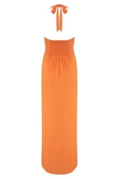 Pour Moi Halter Neck Gold Buckle Maxi Beach Dress - Orange -PMoi Clothing Shop 281625 20220404130600