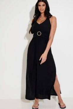 Pour Moi Halter Neck Gold Buckle Maxi Beach Dress - Black 11 Pour Moi Halter Neck Gold Buckle Maxi Beach Dress - Black -PMoi Clothing Shop 281632 20220627150700