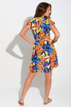 Pour Moi Textured Woven Wrap Beach Dress - Navy/Coral -PMoi Clothing Shop 281962 20220420141100