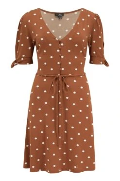 Pour Moi Bella Slinky Stretch Tie Sleeve Tea Dress - Coffee Spot 14 Pour Moi Bella Slinky Stretch Tie Sleeve Tea Dress - Coffee Spot -PMoi Clothing Shop 282441 20230224121400