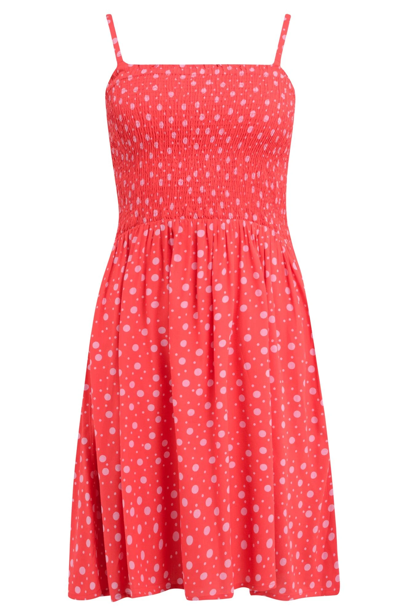 Pour Moi Strapless Shirred Bandeau Short Beach Dress - Red/Pink 6 Pour Moi Strapless Shirred Bandeau Short Beach Dress - Red/Pink - Image 4