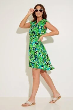 Pour Moi Woven Frill Wrap Beach Dress - Green Leaf -PMoi Clothing Shop 283608 20220428163200