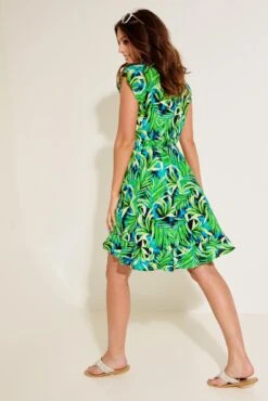 Pour Moi Woven Frill Wrap Beach Dress - Green Leaf -PMoi Clothing Shop 283610 20220428163200