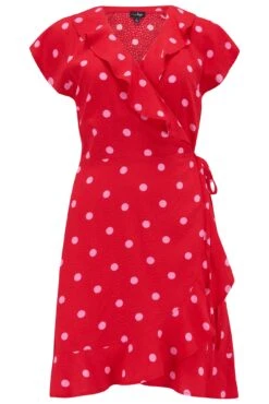 Pour Moi Textured Woven Wrap Beach Dress - Red/Pink -PMoi Clothing Shop 283822 20230616162300