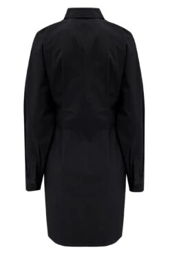 Pour Moi Cotton Poplin Cinched Waist Shirt Dress - Black -PMoi Clothing Shop 284981 20220518133100