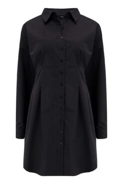 Pour Moi Cotton Poplin Cinched Waist Shirt Dress - Black -PMoi Clothing Shop 284982 20220518133100