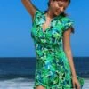 Pour Moi Woven Frill Wrap Beach Dress - Green Leaf -PMoi Clothing Shop 285130 20220428163200