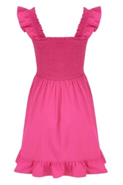 Pour Moi Lucy Cotton Poplin Frill Shoulder Mini Dress - Bright Pink -PMoi Clothing Shop 285475 20220505143800