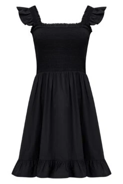Pour Moi Lucy Cotton Poplin Frill Shoulder Mini Dress - Black -PMoi Clothing Shop 285481 20220505144100
