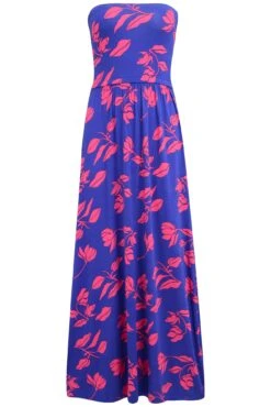 Pour Moi Jersey Strapless Side Split Multiway Maxi Beach Dress - Cobalt/Pink -PMoi Clothing Shop 285869 20220523105800