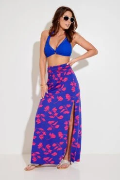 Pour Moi Jersey Strapless Side Split Multiway Maxi Beach Dress - Cobalt/Pink -PMoi Clothing Shop 285985 20220523105800
