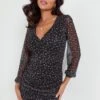 Pour Moi Ivy Mesh Bodycon Mini Dress - Black Ditsy -PMoi Clothing Shop 288667 20220621164000