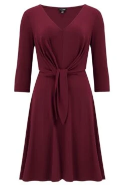 Pour Moi Blair Slinky Jersey Tie Waist Dress - Berry -PMoi Clothing Shop 290034 20221010121300