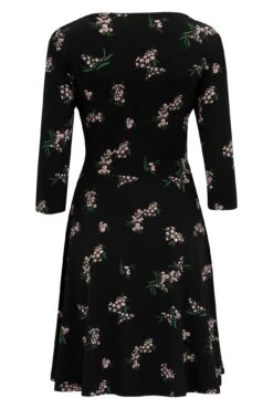 Pour Moi Blair Slinky Jersey Tie Waist Dress - Black Floral -PMoi Clothing Shop 290051 20221004162900