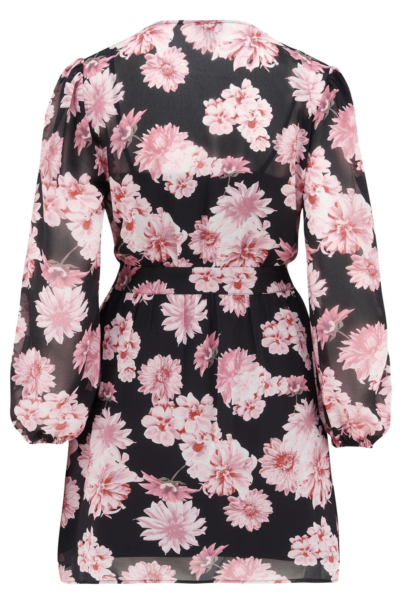 Pour Moi Natalya Chiffon Puff Sleeve Dress - Black Floral 10 Pour Moi Natalya Chiffon Puff Sleeve Dress - Black Floral - Image 8