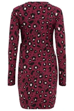 Pour Moi Bryony Slinky Stretch Jersey Wrap Mini Dress - Berry Leopard -PMoi Clothing Shop 291381 20230124125600
