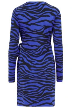 Pour Moi Bryony Slinky Stretch Jersey Wrap Mini Dress - Blue/Black -PMoi Clothing Shop 291394 20230223113400