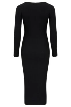 Pour Moi Sasha Rib Knit Square Neck Midi Dress With LENZING™ ECOVERO™ Viscose - Black -PMoi Clothing Shop 291535 20221007174900