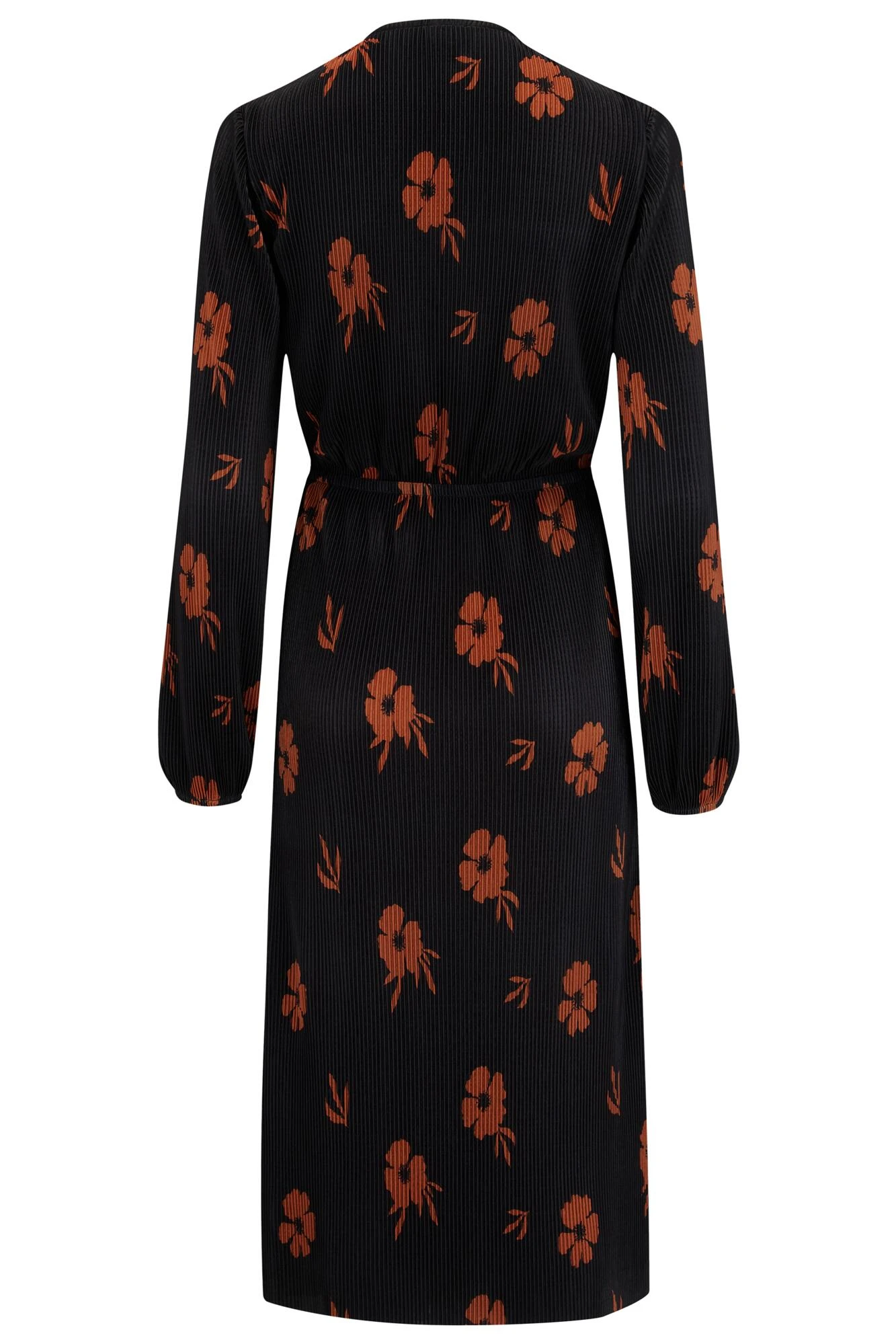 Pour Moi Jada Plisse Long Sleeve Wrap Midi Dress - Black/Chocolate 8 Pour Moi Jada Plisse Long Sleeve Wrap Midi Dress - Black/Chocolate - Image 6