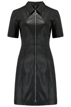 Pour Moi Ella Faux Leather Zip Through Mini Dress - Black -PMoi Clothing Shop 291781 20220817093500