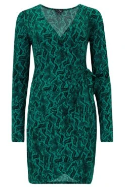 Pour Moi Bryony Slinky Stretch Jersey Wrap Mini Dress - Green/Black 12 Pour Moi Bryony Slinky Stretch Jersey Wrap Mini Dress - Green/Black -PMoi Clothing Shop 293227 20230601163600