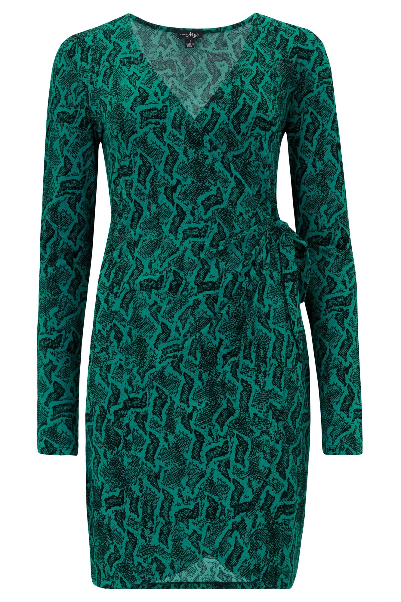 Pour Moi Bryony Slinky Stretch Jersey Wrap Mini Dress - Green/Black 7 Pour Moi Bryony Slinky Stretch Jersey Wrap Mini Dress - Green/Black - Image 5