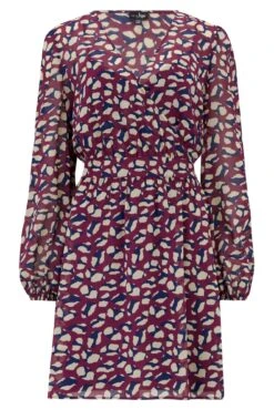 Pour Moi Natalya Chiffon Puff Sleeve Dress - Plum -PMoi Clothing Shop 294098 20221103132600